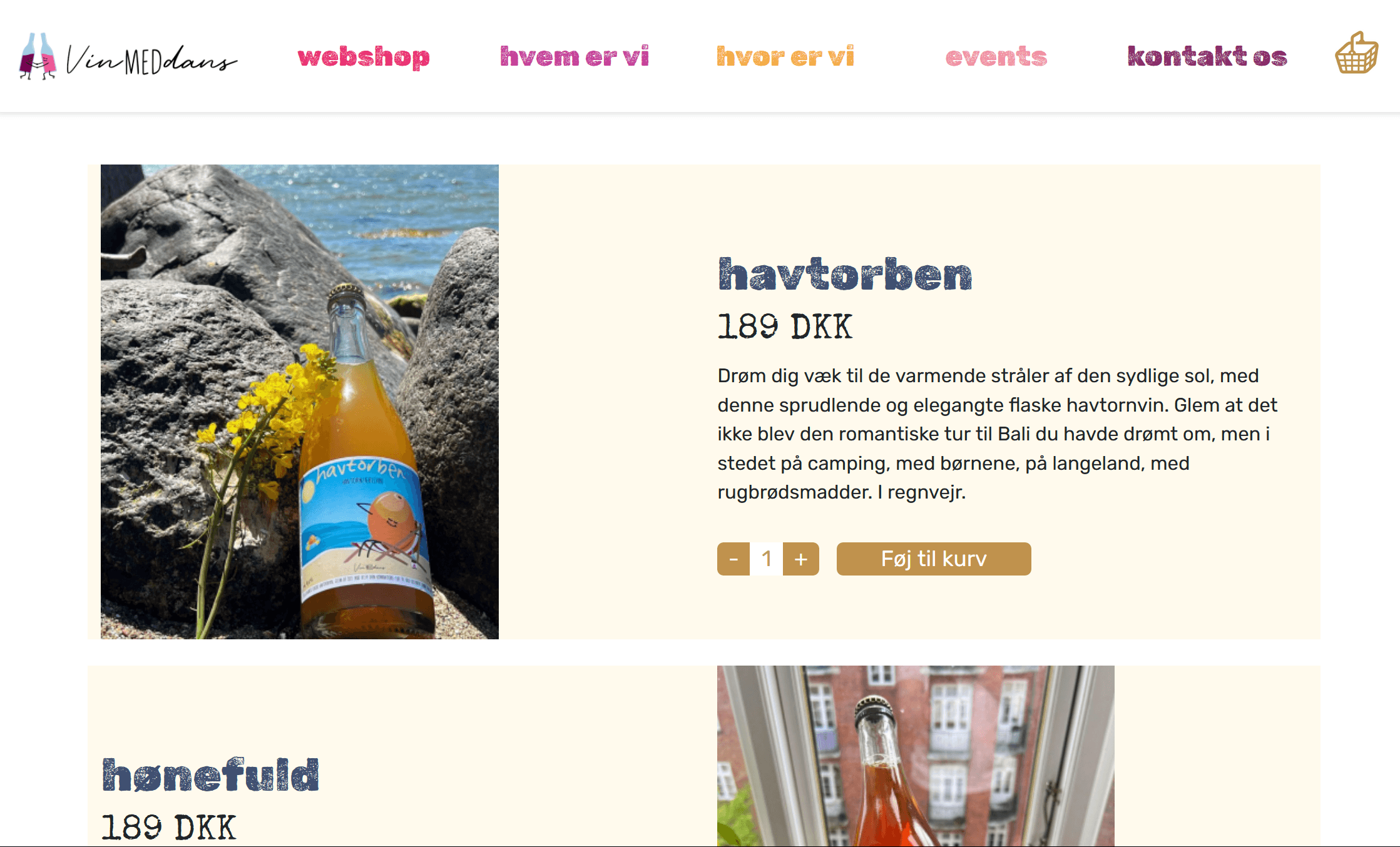Screenshot of Webshop & CMS for Vindmeddans